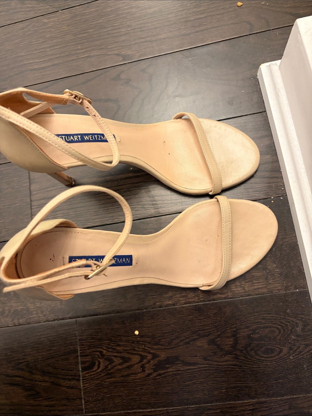 Stuart Weitzman Nude Ankle-Strap Stiletto Sandals - Picture 6 of 8